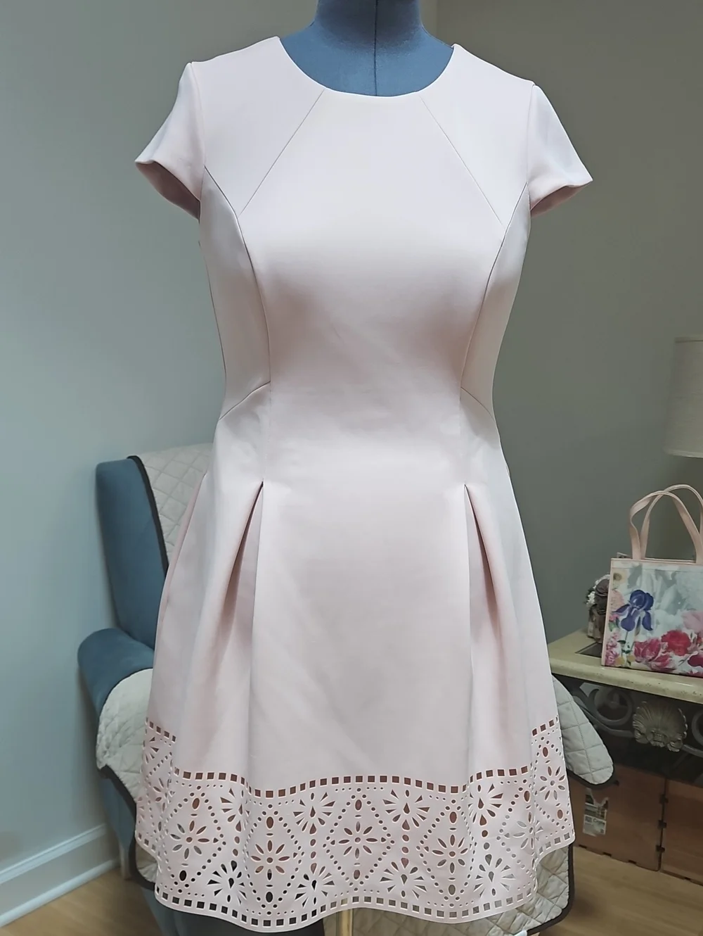 Vince Camuto Blush Pink Cap-Sleeve Fit & Flare Dress - Picture 1 of 7